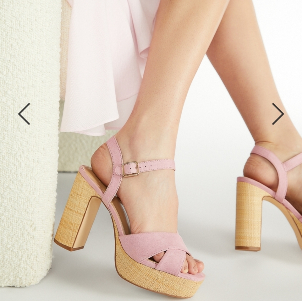 TINA CROSSOVER PLATFORM SANDAL, Light Pink Color,  Size 8